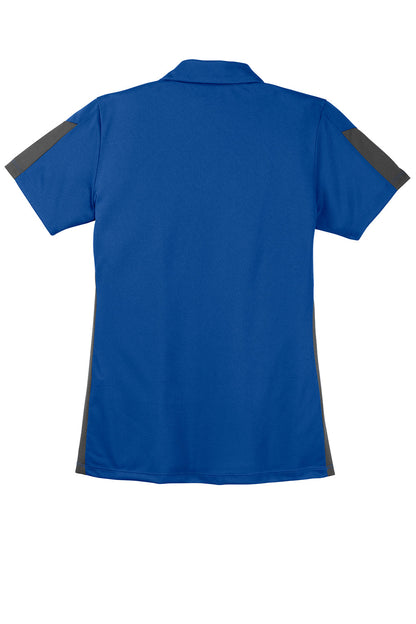Sport-Tek Womens Active Mesh Moisture Wicking Short Sleeve Polo Shirt - True Royal Blue/Grey - Closeout