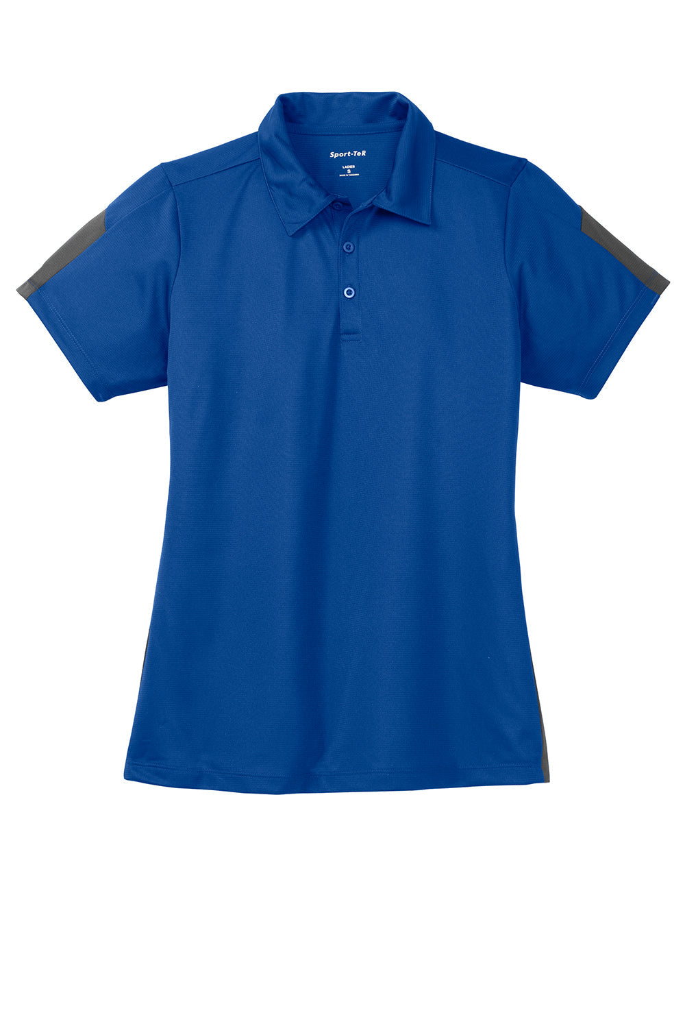 Sport-Tek Womens Active Mesh Moisture Wicking Short Sleeve Polo Shirt - True Royal Blue/Grey - Closeout