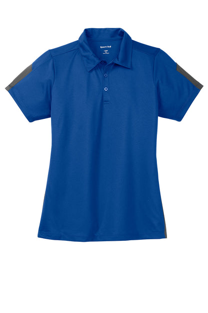 Sport-Tek Womens Active Mesh Moisture Wicking Short Sleeve Polo Shirt - True Royal Blue/Grey - Closeout