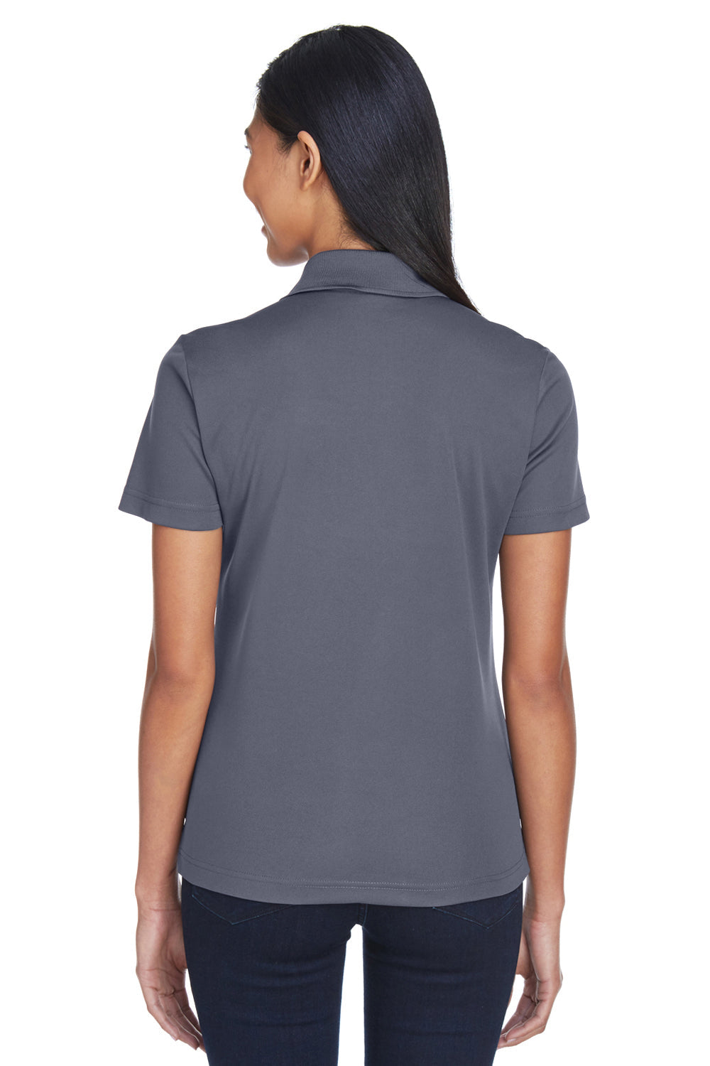 Core 365 Womens Balance Performance Moisture Wicking Short Sleeve Polo Shirt - Classic Navy Blue/Carbon Grey