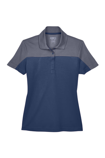 Core 365 Womens Balance Performance Moisture Wicking Short Sleeve Polo Shirt - Classic Navy Blue/Carbon Grey