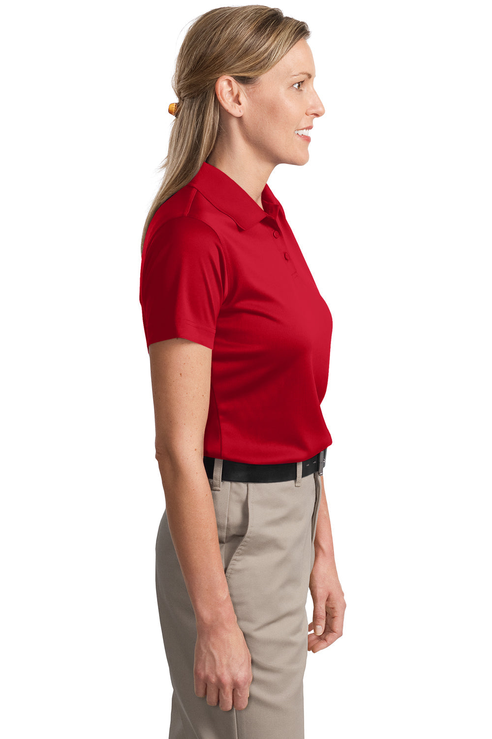 CornerStone Womens Select Moisture Wicking Short Sleeve Polo Shirt - Red
