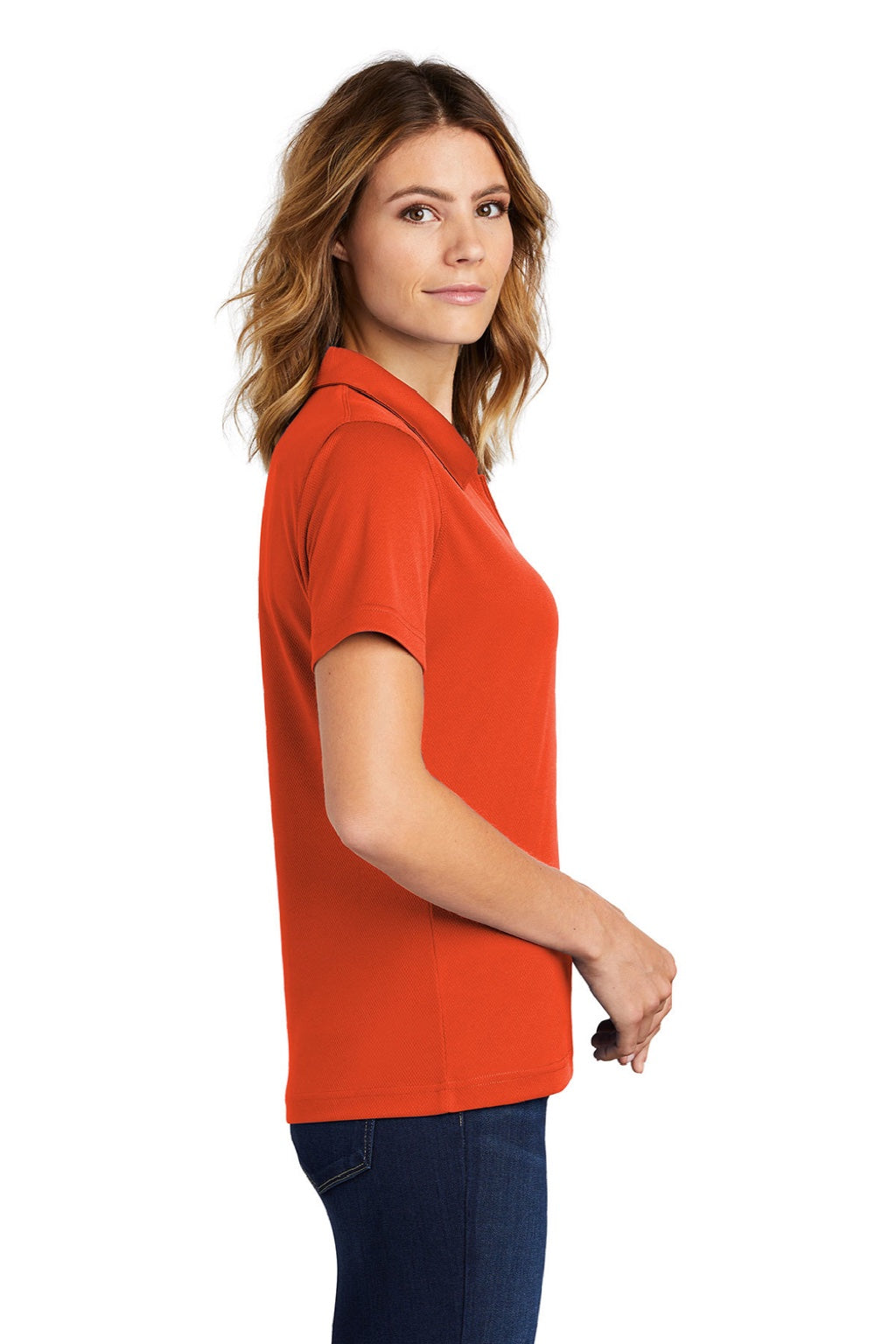 Sport-Tek Womens Dri-Mesh Moisture Wicking Short Sleeve Polo Shirt - Bright Orange - Closeout