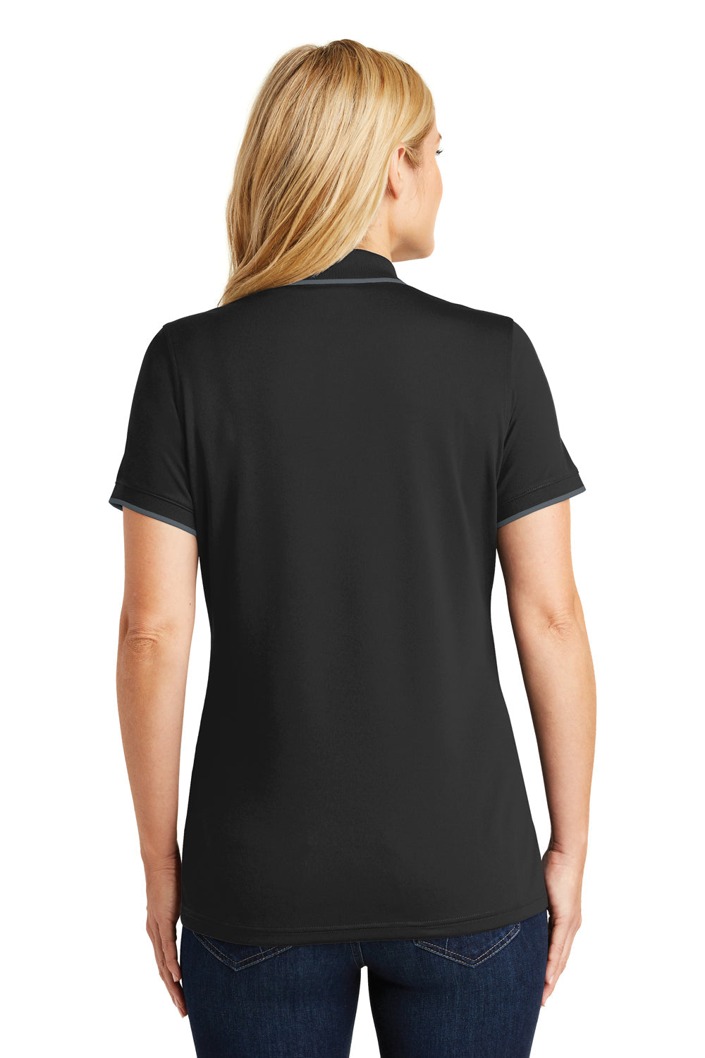 Port Authority Womens Dry Zone Moisture Wicking Short Sleeve Polo Shirt - Deep Black/Graphite Grey - Closeout