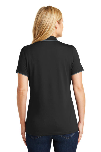 Port Authority Womens Dry Zone Moisture Wicking Short Sleeve Polo Shirt - Deep Black/Graphite Grey - Closeout