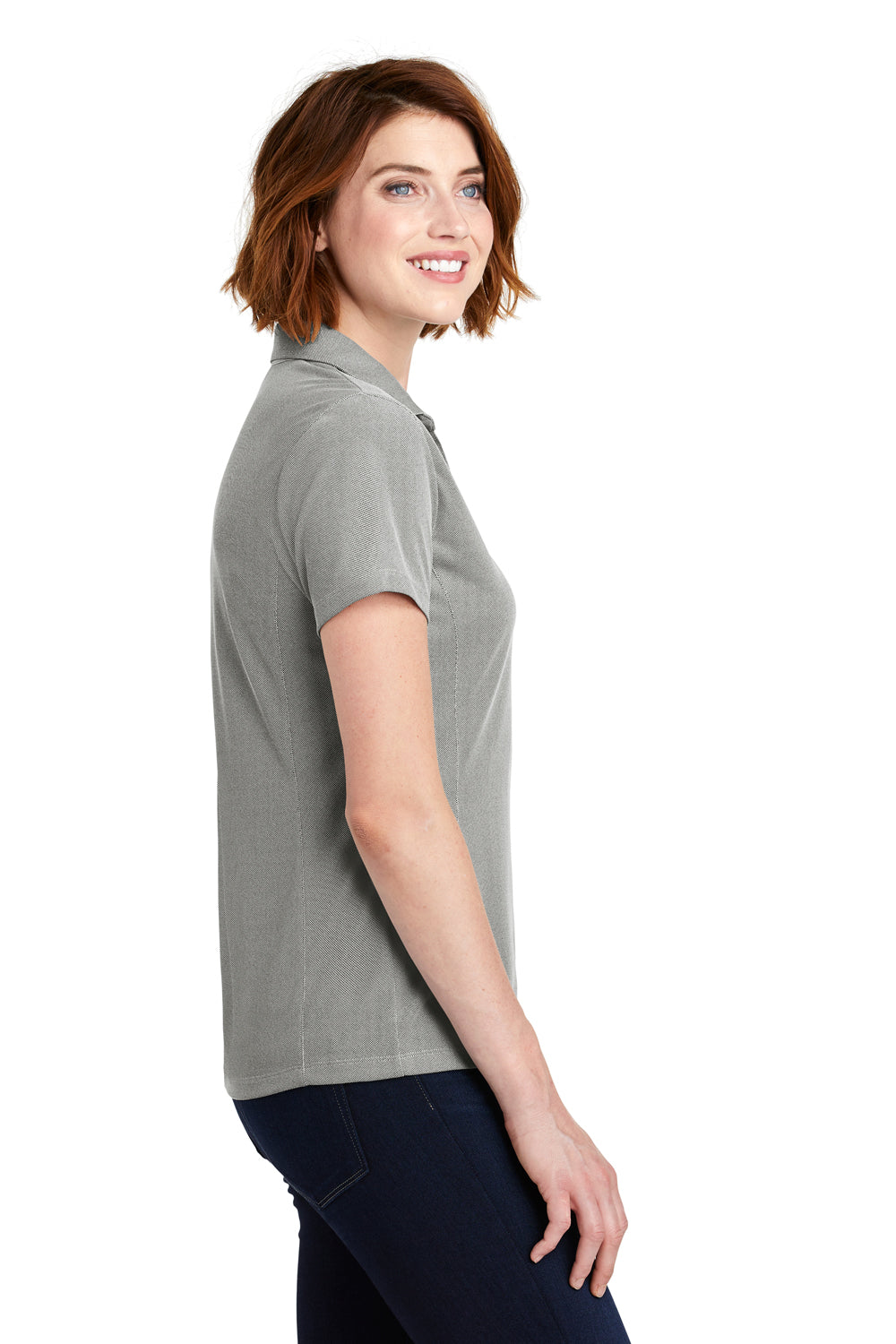 Port Authority Womens Oxford Moisture Wicking Short Sleeve Polo Shirt - Black - Closeout