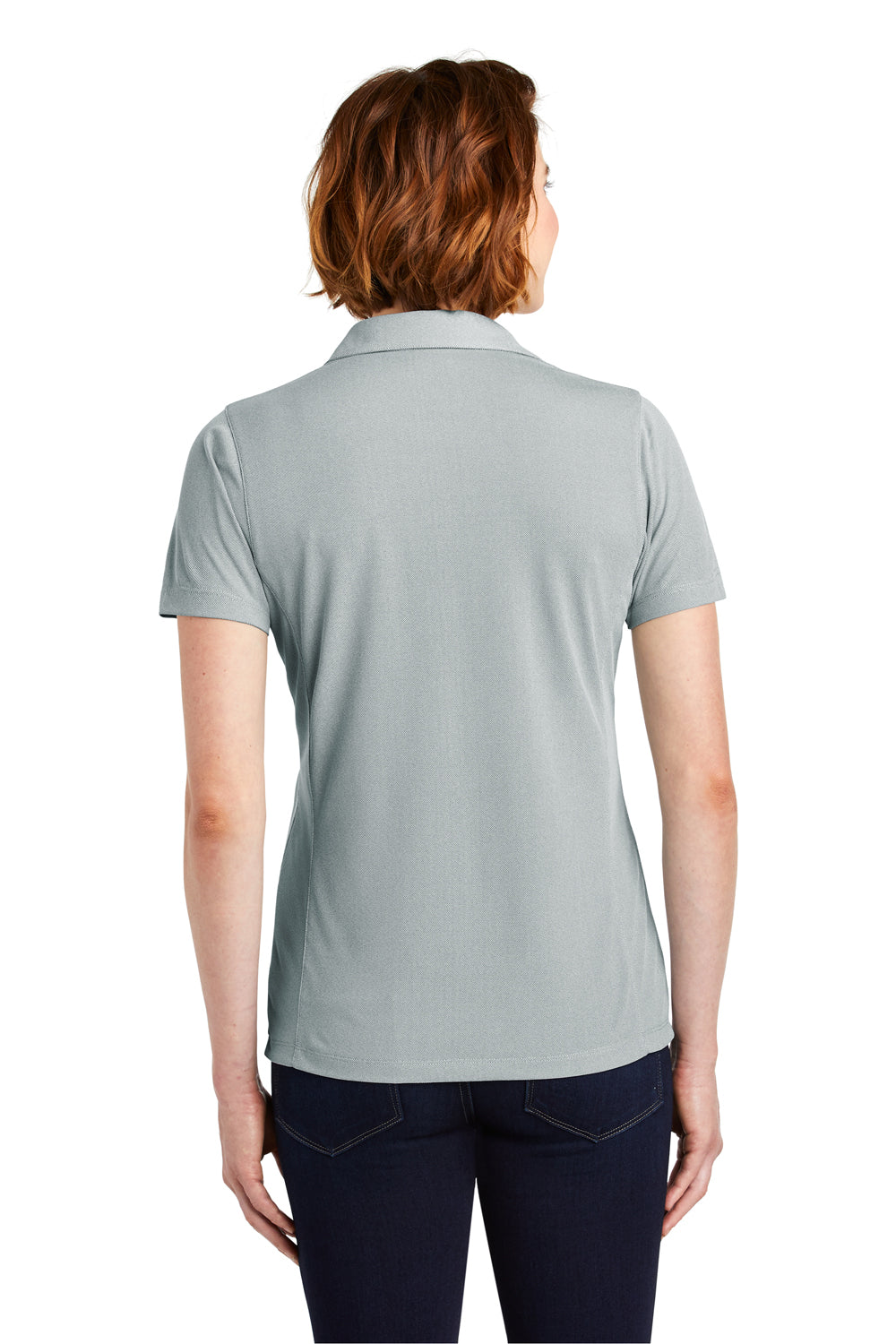 Port Authority Womens Oxford Moisture Wicking Short Sleeve Polo Shirt - Gusty Grey - Closeout