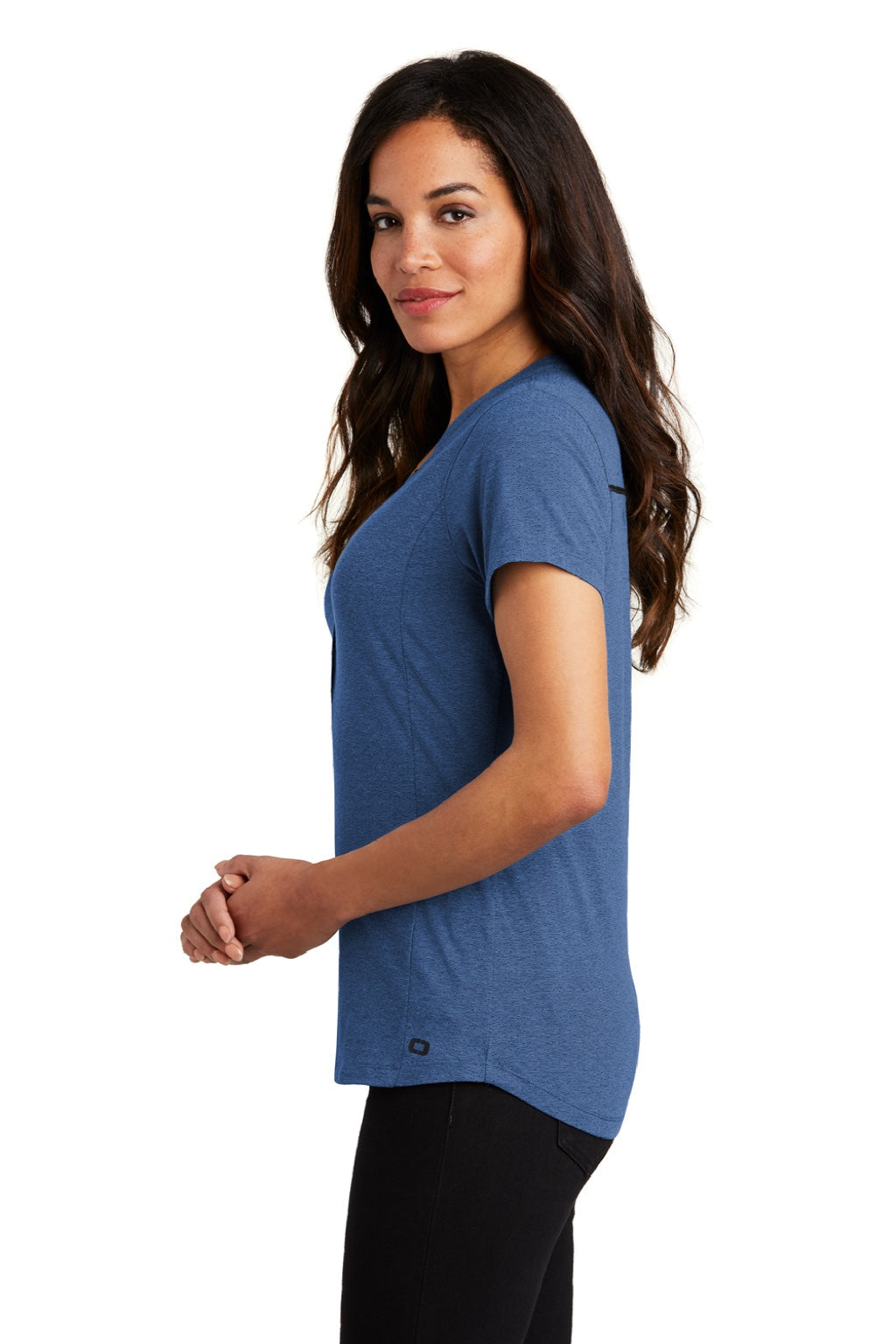 Ogio Womens Tread Moisture Wicking Short Sleeve Polo Shirt - Heather Blue